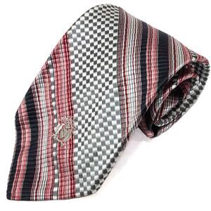 Oleg Cassini Vintage Retro 60's 70's Red Black Striped Necktie Neck Tie